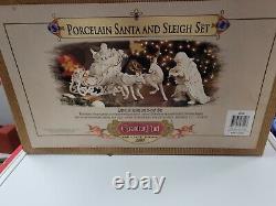 2001 COLLECTOR'S EDITION Porcelain Santa and Sleigh Set Reindeer Grandeur Noel