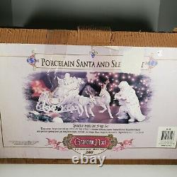 2001 Collectors Edition Porcelain Santa and Sleigh Set Reindeer Grandeur Noel