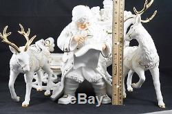 2001 Grandeur Noel Collector's Ed Porcelain Santa and Sleigh Set Reindeer IOB
