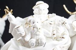2001 Grandeur Noel Collector's Ed Porcelain Santa and Sleigh Set Reindeer IOB