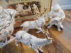 2001 Grandeur Noel Collector's Edition Porcelain Santa, Reindeer & Sleigh Set