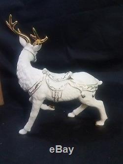 2001 Grandeur Noel Collector's Edition Porcelain Santa and Sleigh Set Reindeer