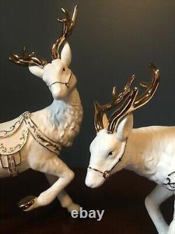 2001 Grandeur Noel Porcelain Santa and Sleigh Collector's 4-Piece Set