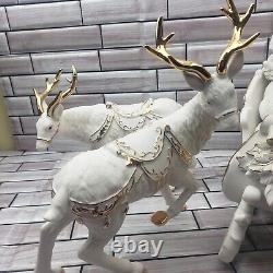 2001 Grandeur Noel Porcelain Sleigh & Reindeer Collector's Set (no santa)