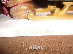 2001 HOUSE of HATTEN Santa with Sleigh and Elf with Reindeer DENISE CALLA Rare