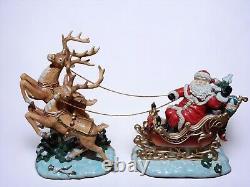 2003 Grandeur Noel Collector's Edition Santa Sleigh and Reindeer Porcelain Set