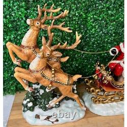 2003 Grandeur Noel Collector's Edition Santa Sleigh and Reindeer Set Porcelain