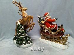 2003 Grandeur Noel Collector's Edition Santa Sleigh and Reindeer Set Porcelain