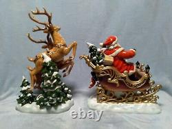 2003 Grandeur Noel Collector's Edition Santa Sleigh and Reindeer Set Porcelain