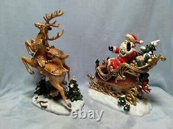 2003 Grandeur Noel Collector's Edition Santa Sleigh and Reindeer Set Porcelain