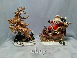 2003 Grandeur Noel Collector's Edition Santa Sleigh and Reindeer Set Porcelain