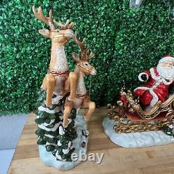2003 Grandeur Noel Collector's Edition Santa Sleigh and Reindeer Set Porcelain