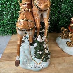 2003 Grandeur Noel Collector's Edition Santa Sleigh and Reindeer Set Porcelain