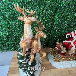 2003 Grandeur Noel Collector's Edition Santa Sleigh and Reindeer Set Porcelain