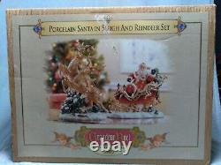 2003 Grandeur Noel Collector's Edition Santa Sleigh and Reindeer Set Porcelain