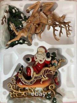 2003 Grandeur Noel Collectors Edition Porcelain Santa in Sleigh & Reindeer