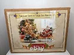 2003 Grandeur Noel Collectors Edition Porcelain Santa in Sleigh & Reindeer