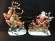 2003 Grandeur Noel Porcelain Santa In Sleigh And Reindeer Set Gorgeous