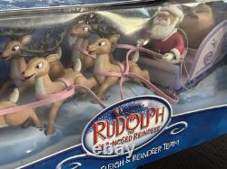 2003 Santa's Sleigh & Reindeer Team New In Box! Memory Lane Collection