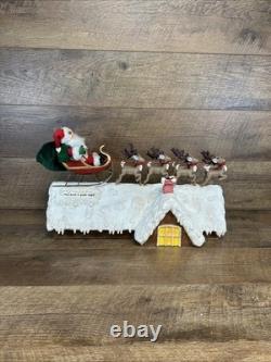2004 Annalee Santa Sleigh and 8 Reindeer And To All A Good Night Rooftop READ