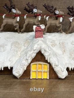 2004 Annalee Santa Sleigh and 8 Reindeer And To All A Good Night Rooftop READ