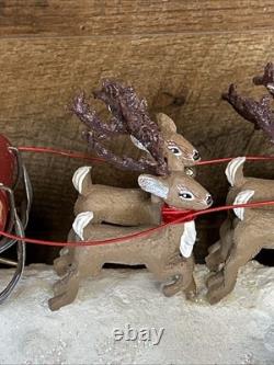 2004 Annalee Santa Sleigh and 8 Reindeer And To All A Good Night Rooftop READ