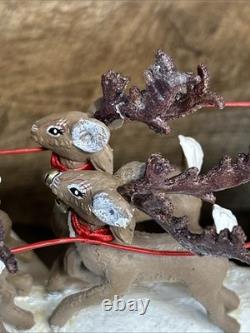 2004 Annalee Santa Sleigh and 8 Reindeer And To All A Good Night Rooftop READ