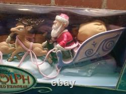 2004 RUDOLPH The Red Nosed Reindeer SANTA's SLEIGH & Reindeer Team In Box
