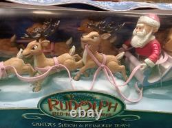2004 RUDOLPH The Red Nosed Reindeer SANTA's SLEIGH & Reindeer Team In Box