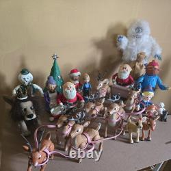 2004 Rudolph The Red Nosed Reindeer SANTA's SLEIGH & Reindeer Team LOT