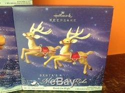 2005 Hallmark Keepsake Ornaments Santa's Midnight Ride Sleigh & 8 Reindeer