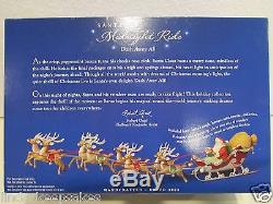 2005 Hallmark Ornaments SANTA'S MIDNIGHT RIDE weighted so reindeer fly sleigh