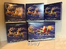 2005 Hallmark Santa's Midnight Ride Dash Away All Sleigh & 8 Reindeer Set