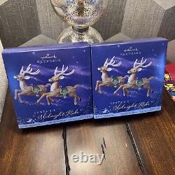 2005 Hallmark Santa's Midnight Ride Table Dash Away Sleigh & 8 Reindeer Bnib