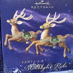 2005 Hallmark Santa's Midnight Ride Table Dash Away Sleigh & 8 Reindeer Bnib
