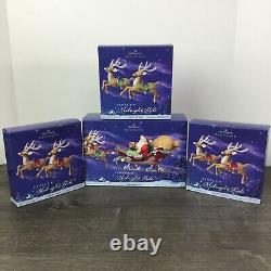 2005 Hallmark Santa's Midnight Ride Table Top Dash Away Sleigh & 6 Reindeer NEW