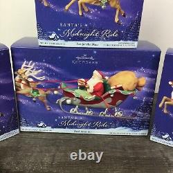 2005 Hallmark Santa's Midnight Ride Table Top Dash Away Sleigh & 6 Reindeer NEW