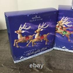 2005 Hallmark Santa's Midnight Ride Table Top Dash Away Sleigh & 6 Reindeer NEW