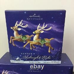 2005 Hallmark Santa's Midnight Ride Table Top Dash Away Sleigh & 6 Reindeer NEW