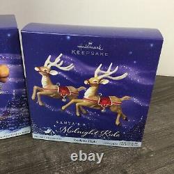 2005 Hallmark Santa's Midnight Ride Table Top Dash Away Sleigh & 6 Reindeer NEW
