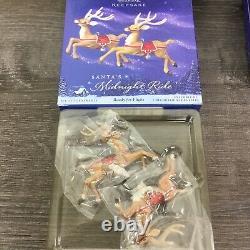 2005 Hallmark Santa's Midnight Ride Table Top Dash Away Sleigh & 6 Reindeer NEW