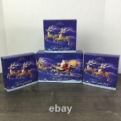2005 Hallmark Santa's Midnight Ride Table Top Dash Away Sleigh & 6 Reindeer NEW