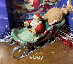 2005 Hallmark Santa's Midnight Ride Table Top Dash Away Sleigh & 8 Reindeer