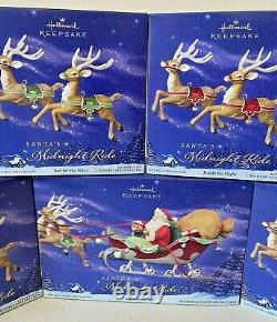 2005 Hallmark Santa's Midnight Ride Table Top Dash Away Sleigh & 8 Reindeer NEW