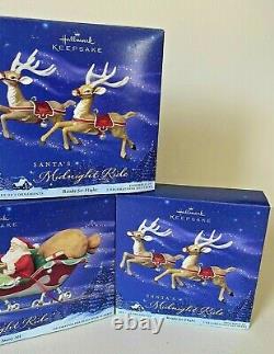 2005 Hallmark Santa's Midnight Ride Table Top Dash Away Sleigh & 8 Reindeer NEW