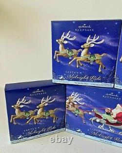 2005 Hallmark Santa's Midnight Ride Table Top Dash Away Sleigh & 8 Reindeer NEW
