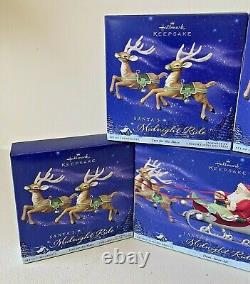 2005 Hallmark Santa's Midnight Ride Table Top Dash Away Sleigh & 8 Reindeer NEW