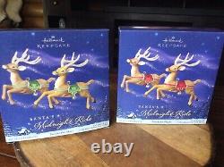 2005 Hallmark Santa's Midnight Ride Table Top Dash Away Sleigh & 8 Reindeers