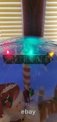 2006 Gemmy Santa and Reindeer Sleigh Tabletop globe 16 in Tall Very Rare Large