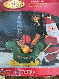 2009 Gemmy 6' Lighted Santa Reindeer Sleigh Christmas inflatable Airblown